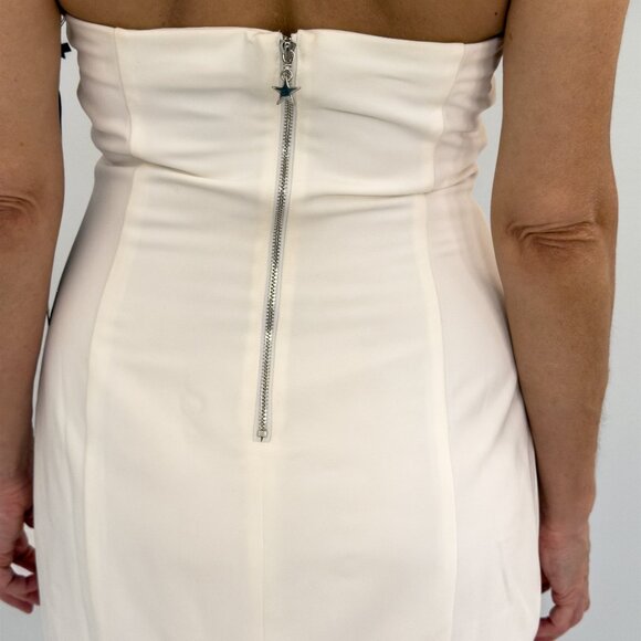 h:ours Lace-Up Bustier Mini Dress NWT – White Cutout Metal Hardware Cocktail Par - Picture 4 of 7